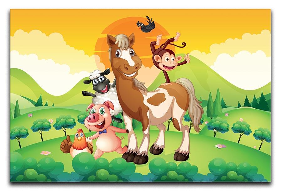 Farm animals in the field Canvas Print or Poster - Canvas Art Rocks - 1