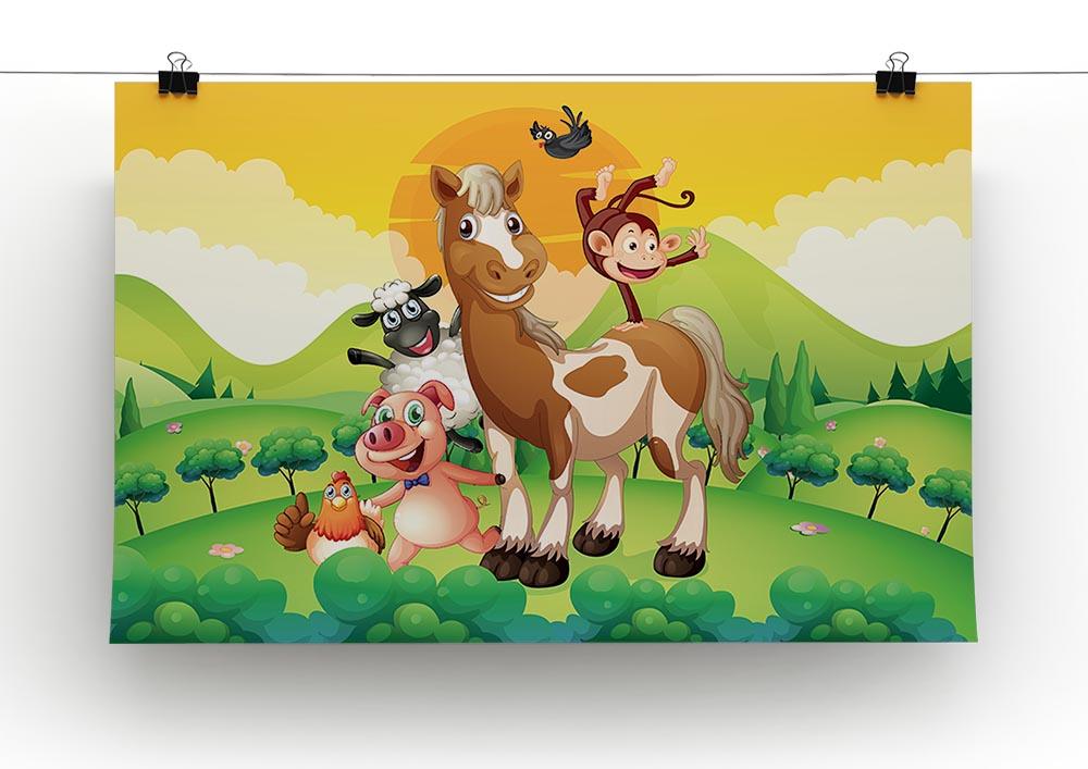 Farm animals in the field Canvas Print or Poster - Canvas Art Rocks - 2