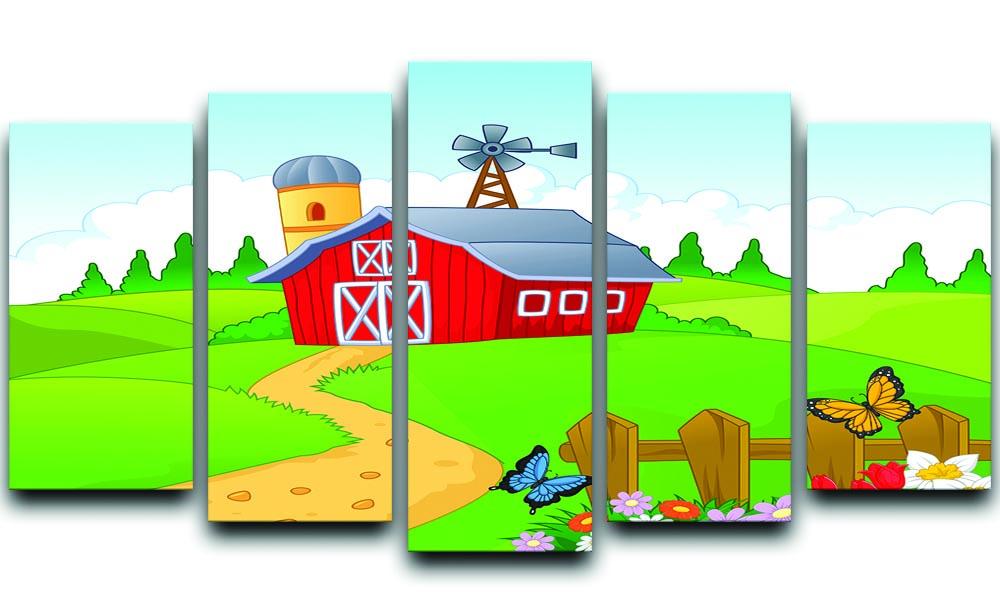 Farm cartoon background 5 Split Panel Canvas - Canvas Art Rocks - 1