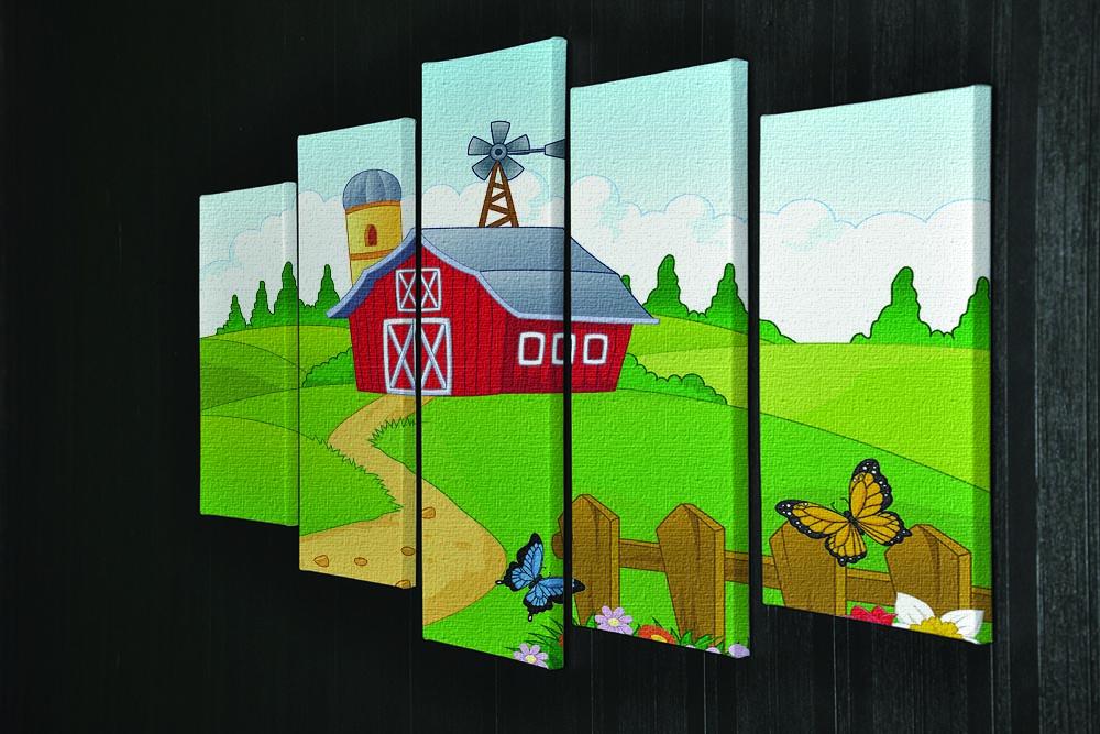 Farm cartoon background 5 Split Panel Canvas - Canvas Art Rocks - 2