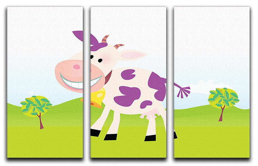 Farm scene with cow 3 Split Panel Canvas Print - Canvas Art Rocks - 1