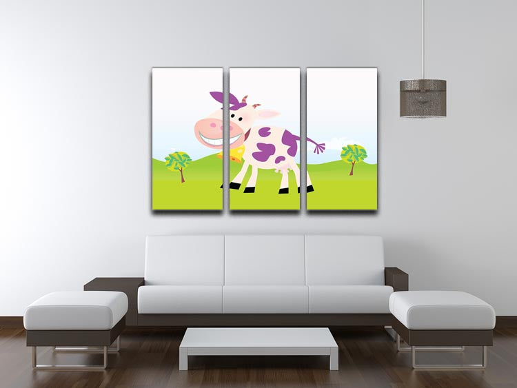 Farm scene with cow 3 Split Panel Canvas Print - Canvas Art Rocks - 3