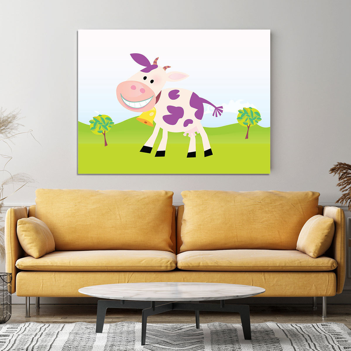 Farm scene with cow Canvas Print or Poster - Canvas Art Rocks - 4