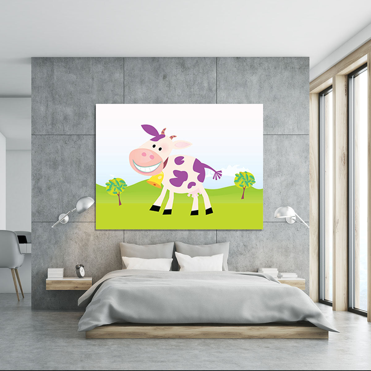 Farm scene with cow Canvas Print or Poster - Canvas Art Rocks - 5