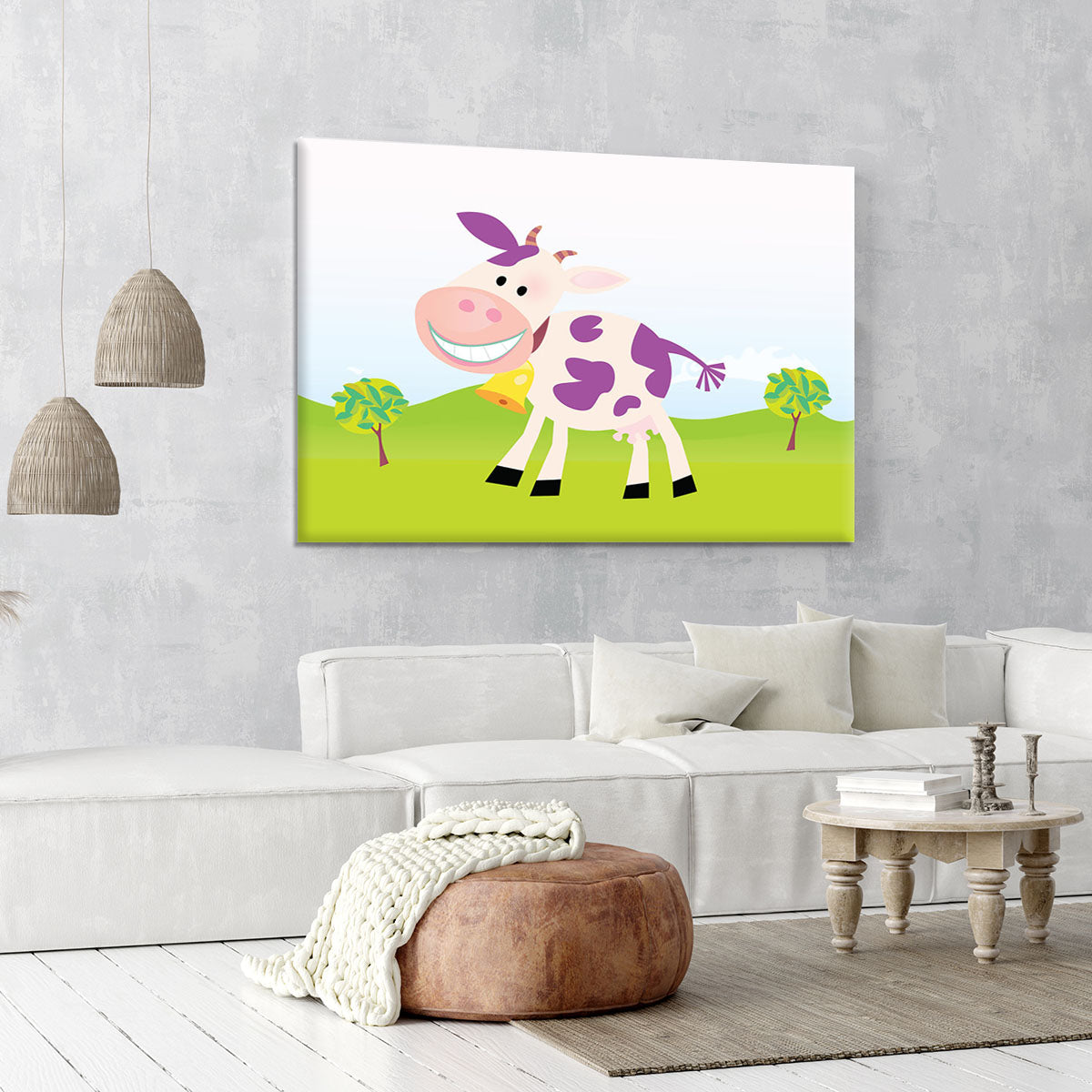 Farm scene with cow Canvas Print or Poster - Canvas Art Rocks - 6
