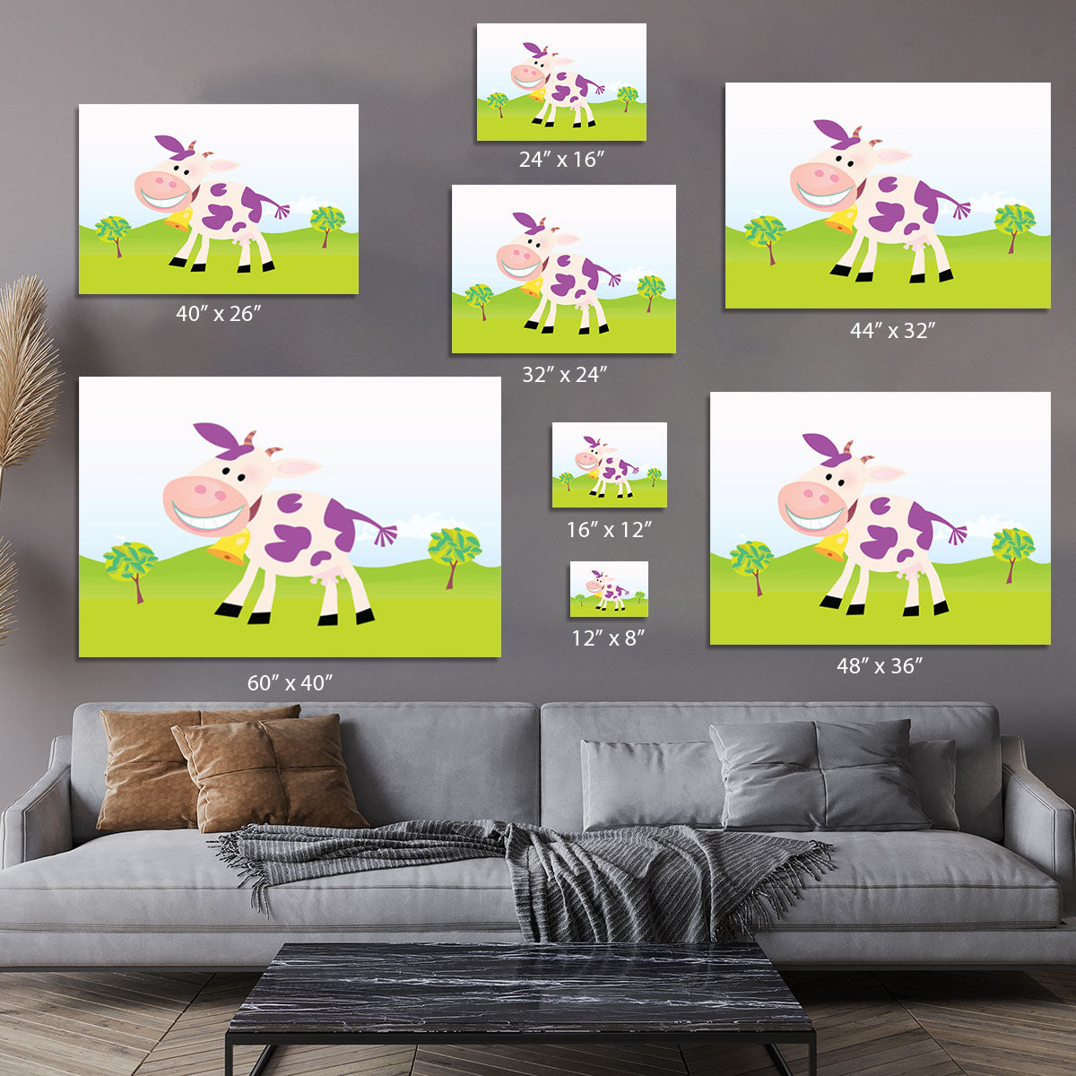 Farm scene with cow Canvas Print or Poster - Canvas Art Rocks - 7