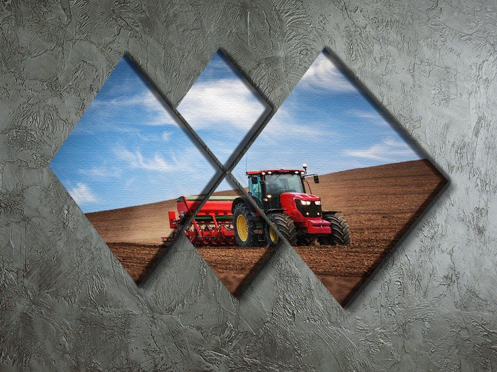 Farmer in tractor 4 Square Multi Panel Canvas  - Canvas Art Rocks - 2