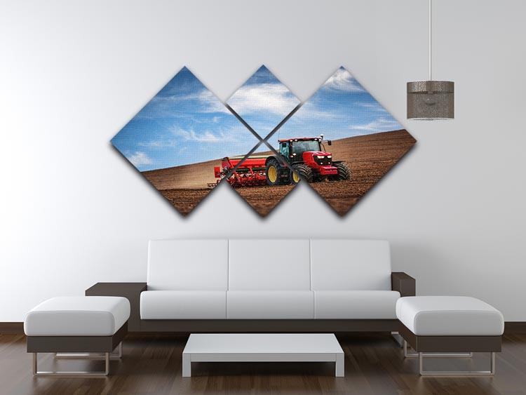 Farmer in tractor 4 Square Multi Panel Canvas  - Canvas Art Rocks - 3