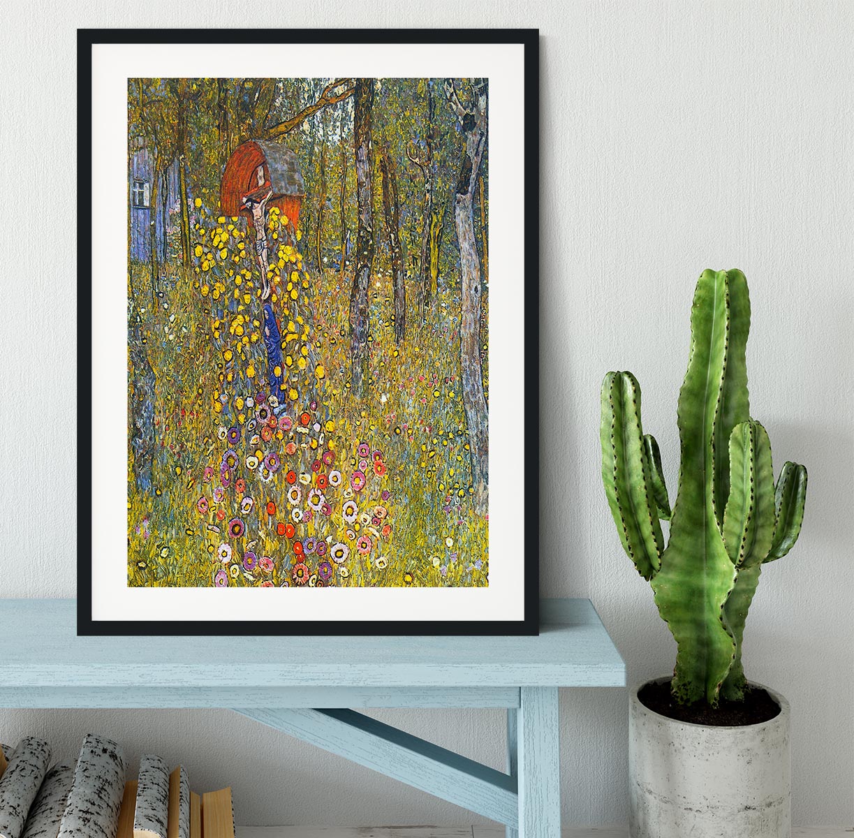 Farmers garden with crucifix by Klimt Framed Print - Canvas Art Rocks - 1