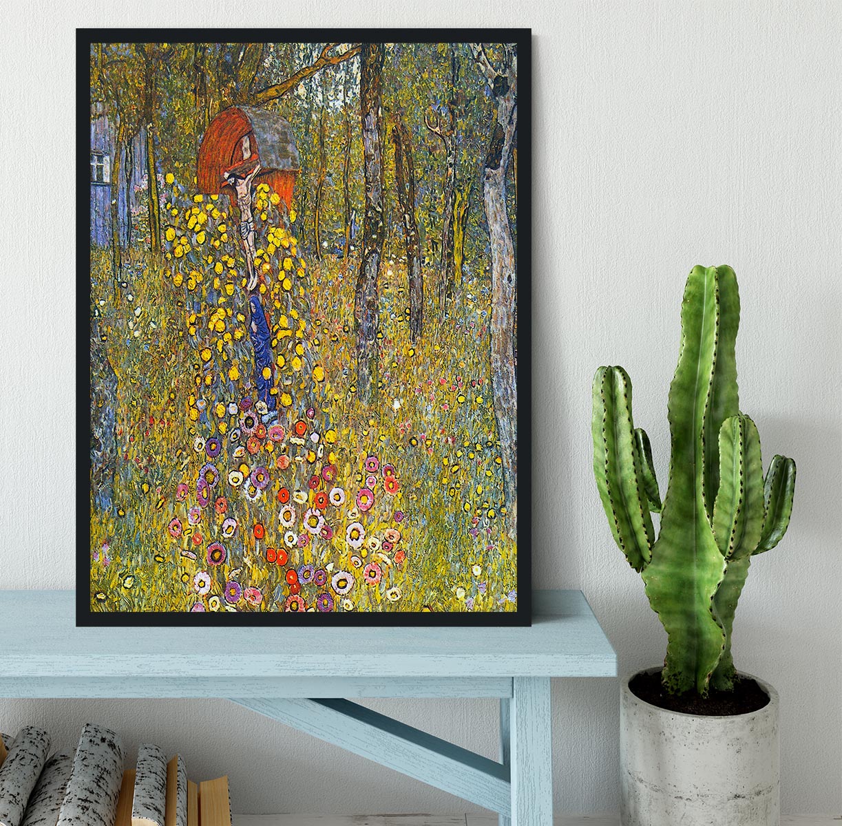Farmers garden with crucifix by Klimt Framed Print - Canvas Art Rocks - 2