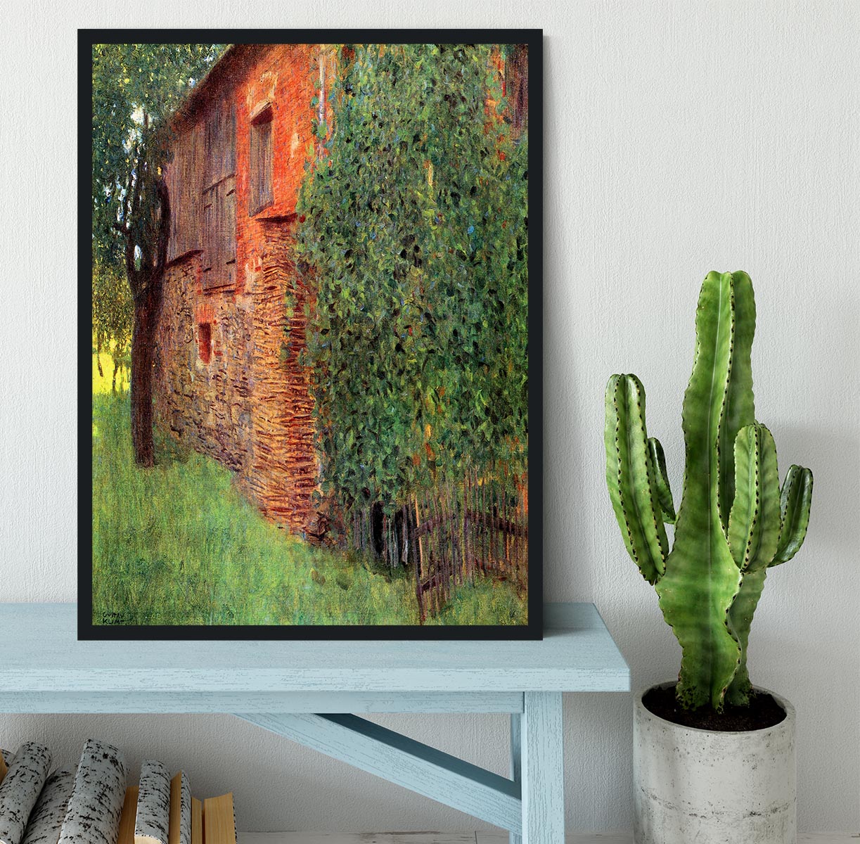 Farmhouse in Chamber in Attersee by Klimt Framed Print - Canvas Art Rocks - 2