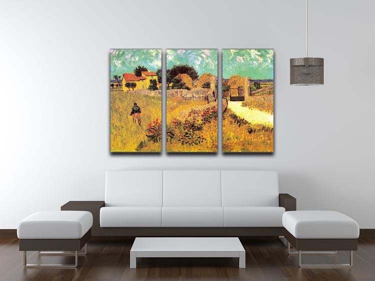 Farmhouse in Provence by Van Gogh 3 Split Panel Canvas Print - Canvas Art Rocks - 4