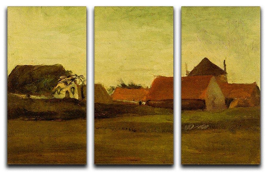 Farmhouses in Loosduinen near The Hague at Twilight by Van Gogh 3 Split Panel Canvas Print - Canvas Art Rocks - 4