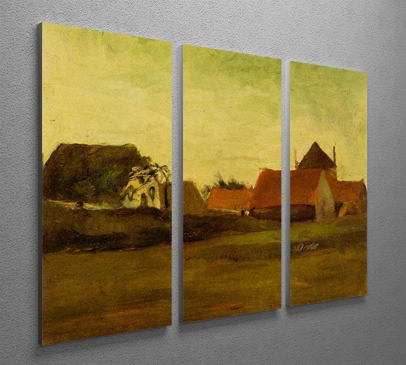 Farmhouses in Loosduinen near The Hague at Twilight by Van Gogh 3 Split Panel Canvas Print - Canvas Art Rocks - 4
