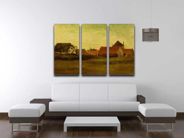 Farmhouses in Loosduinen near The Hague at Twilight by Van Gogh 3 Split Panel Canvas Print - Canvas Art Rocks - 4
