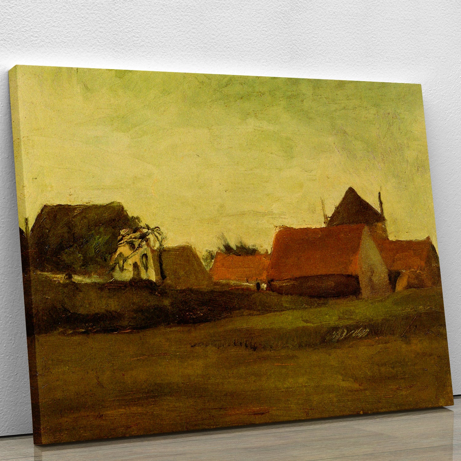 Farmhouses in Loosduinen near The Hague at Twilight by Van Gogh Canvas Print or Poster - Canvas Art Rocks - 1