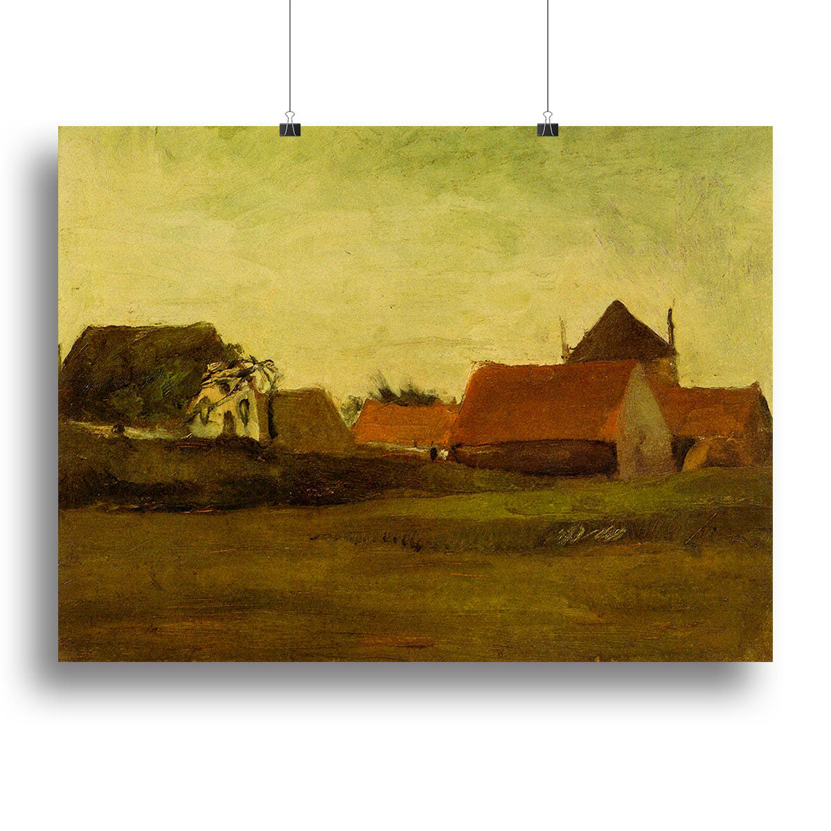 Farmhouses in Loosduinen near The Hague at Twilight by Van Gogh Canvas Print or Poster - Canvas Art Rocks - 2