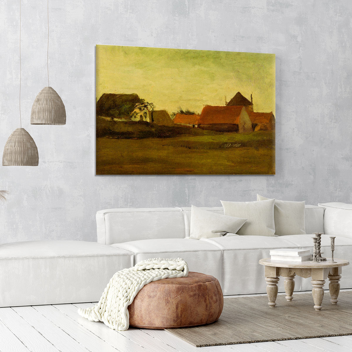 Farmhouses in Loosduinen near The Hague at Twilight by Van Gogh Canvas Print or Poster - Canvas Art Rocks - 6