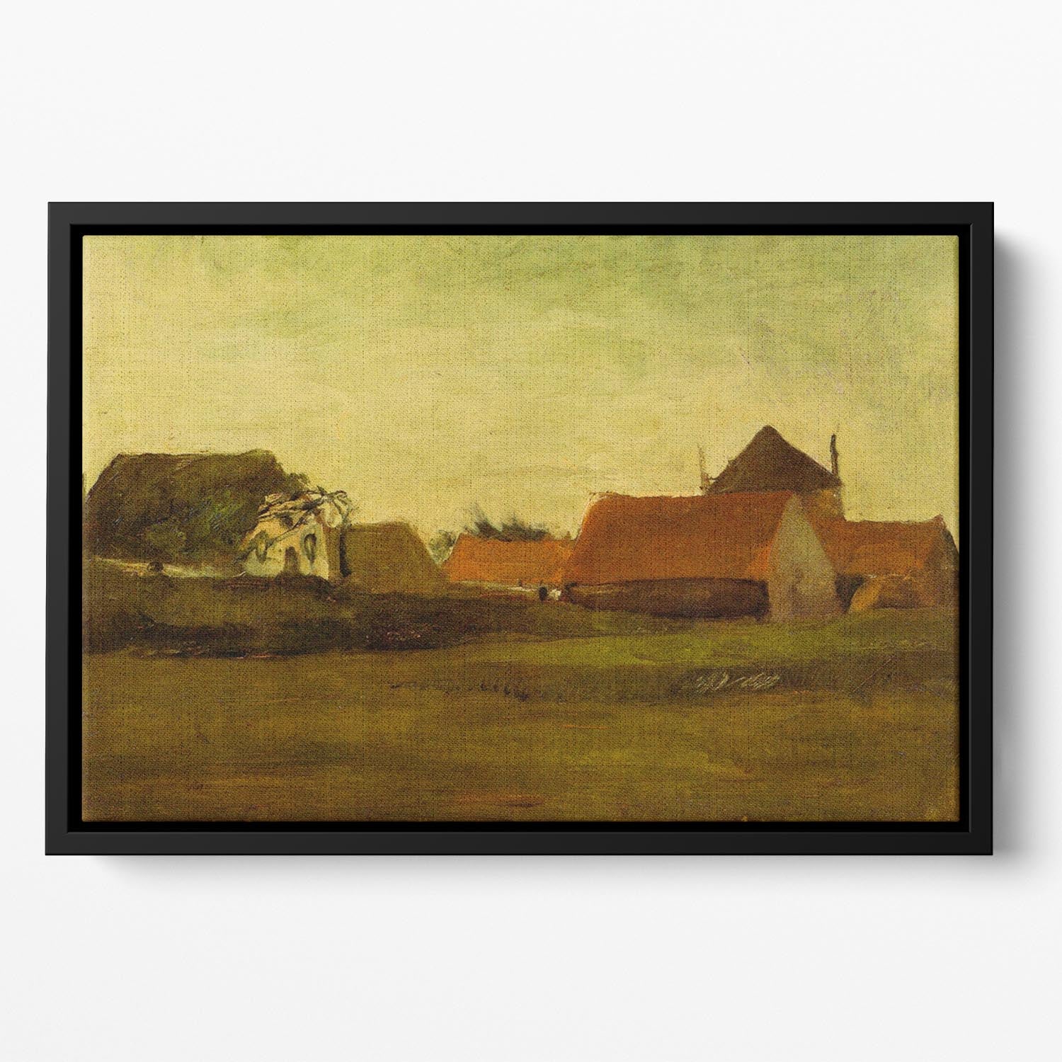 Farmhouses in Loosduinen near The Hague at Twilight by Van Gogh Floating Framed Canvas