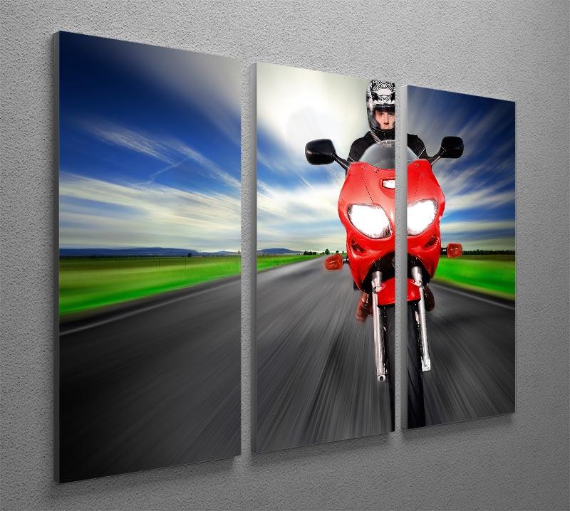 Fast Red Motorbike 3 Split Panel Canvas Print - Canvas Art Rocks - 2