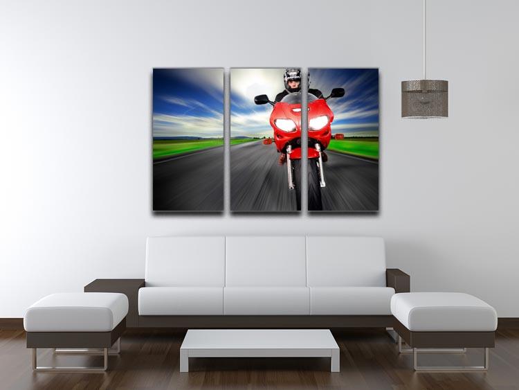 Fast Red Motorbike 3 Split Panel Canvas Print - Canvas Art Rocks - 3