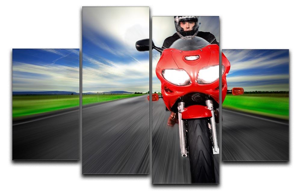 Fast Red Motorbike 4 Split Panel Canvas  - Canvas Art Rocks - 1