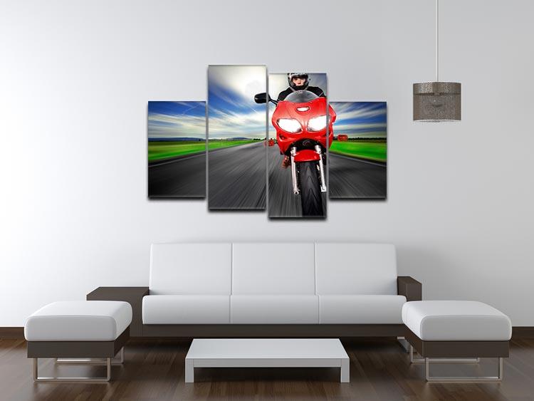 Fast Red Motorbike 4 Split Panel Canvas  - Canvas Art Rocks - 3