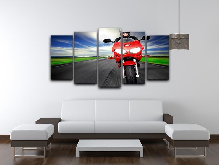 Fast Red Motorbike 5 Split Panel Canvas  - Canvas Art Rocks - 3