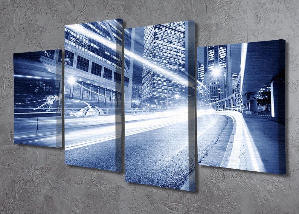 Fast moving cars lights blurred city 4 Split Panel Canvas  - Canvas Art Rocks - 2
