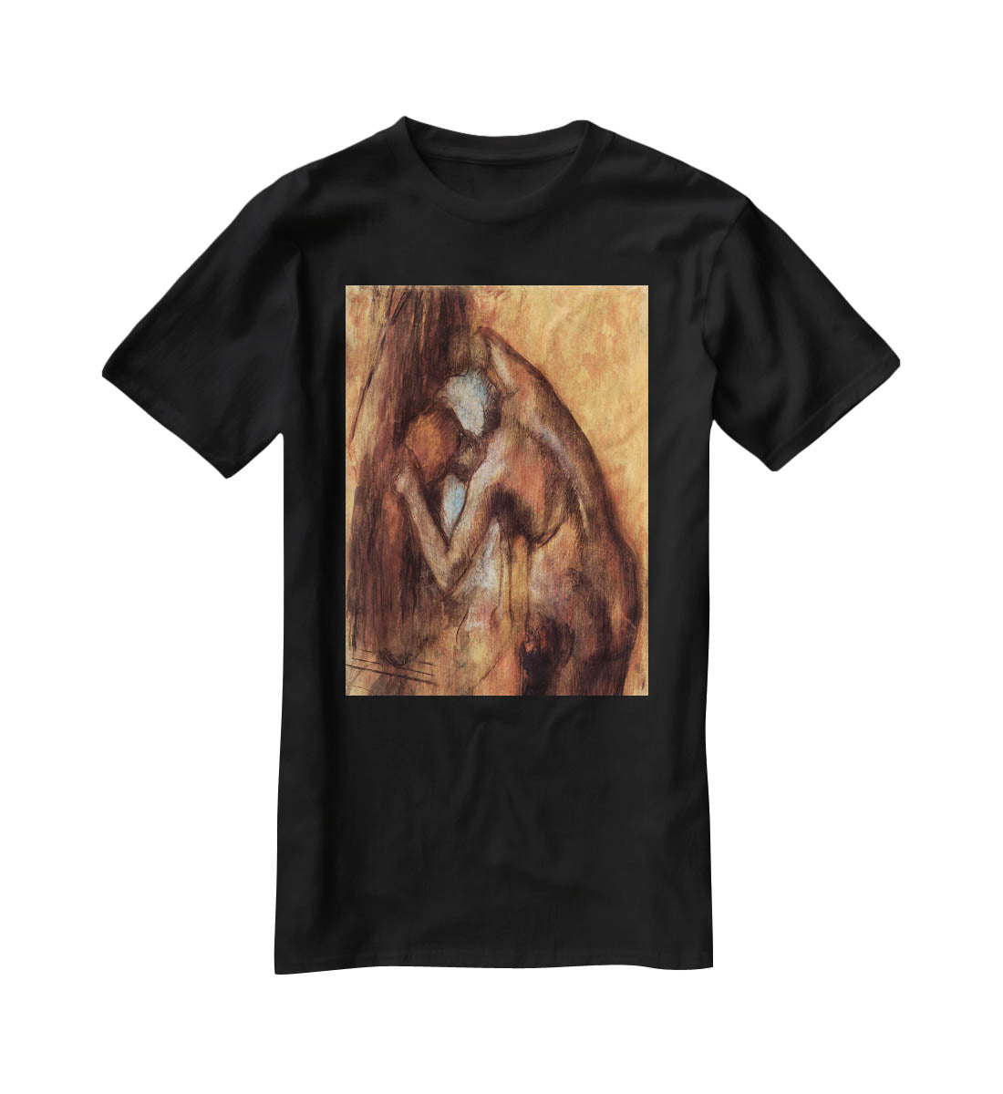 Female act with hairdrying by Degas T-Shirt - Canvas Art Rocks - 1