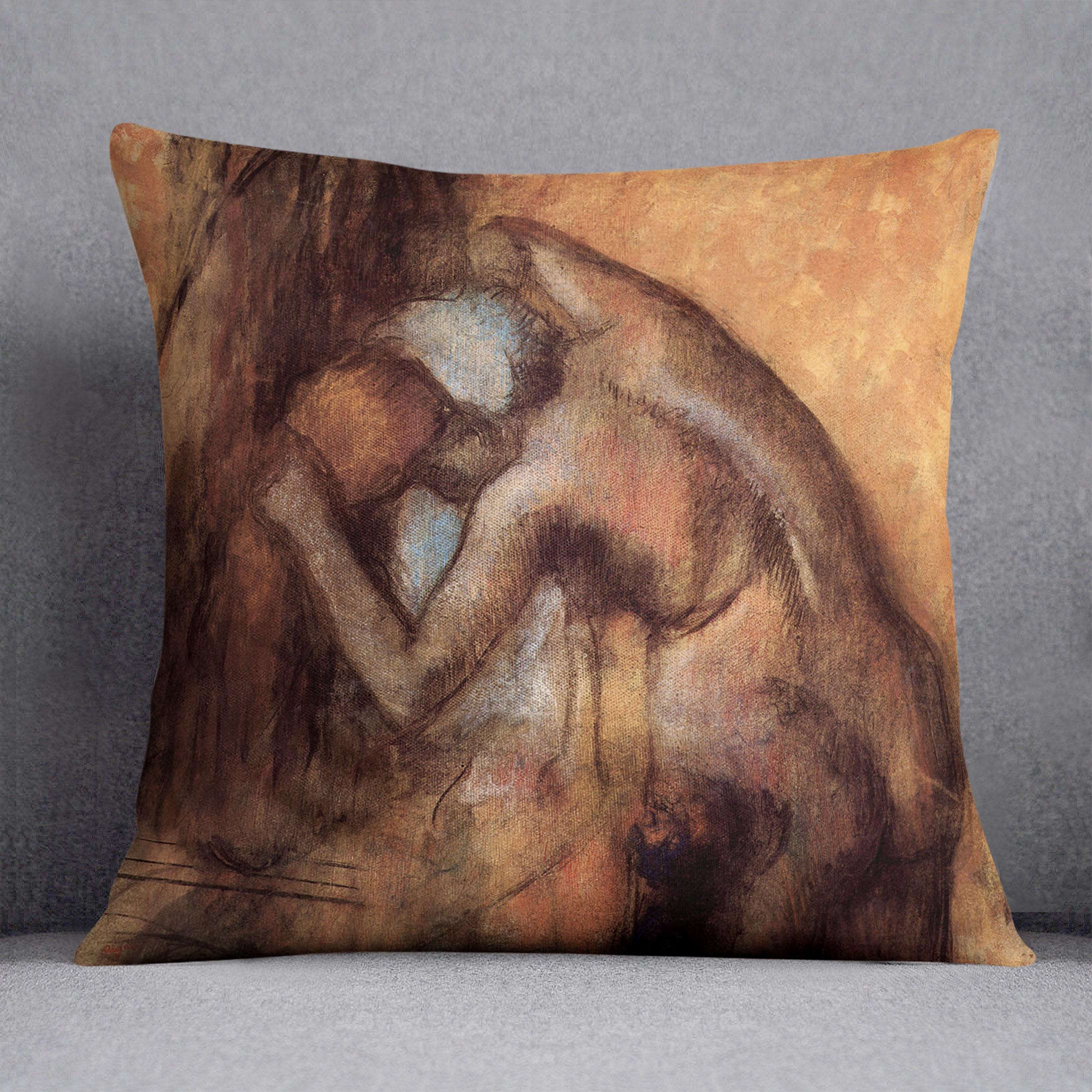 Female act with hairdrying by Degas Cushion