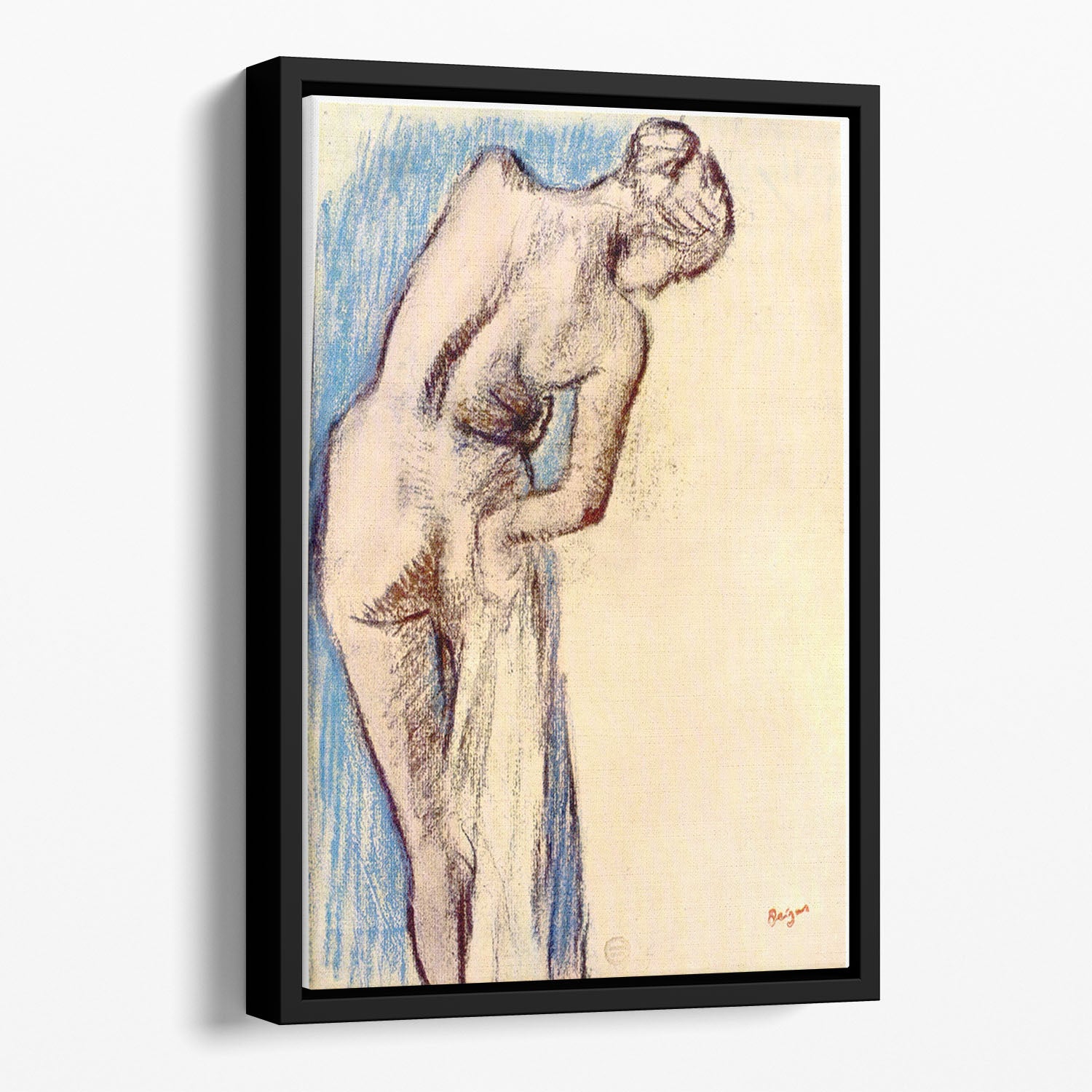 Female after the bath by Degas Floating Framed Canvas