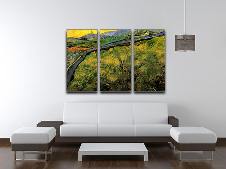 Field of Spring Wheat at Sunrise by Van Gogh 3 Split Panel Canvas Print - Canvas Art Rocks - 4