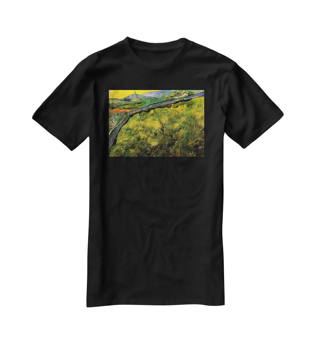 Field of Spring Wheat at Sunrise by Van Gogh T-Shirt - Canvas Art Rocks - 1