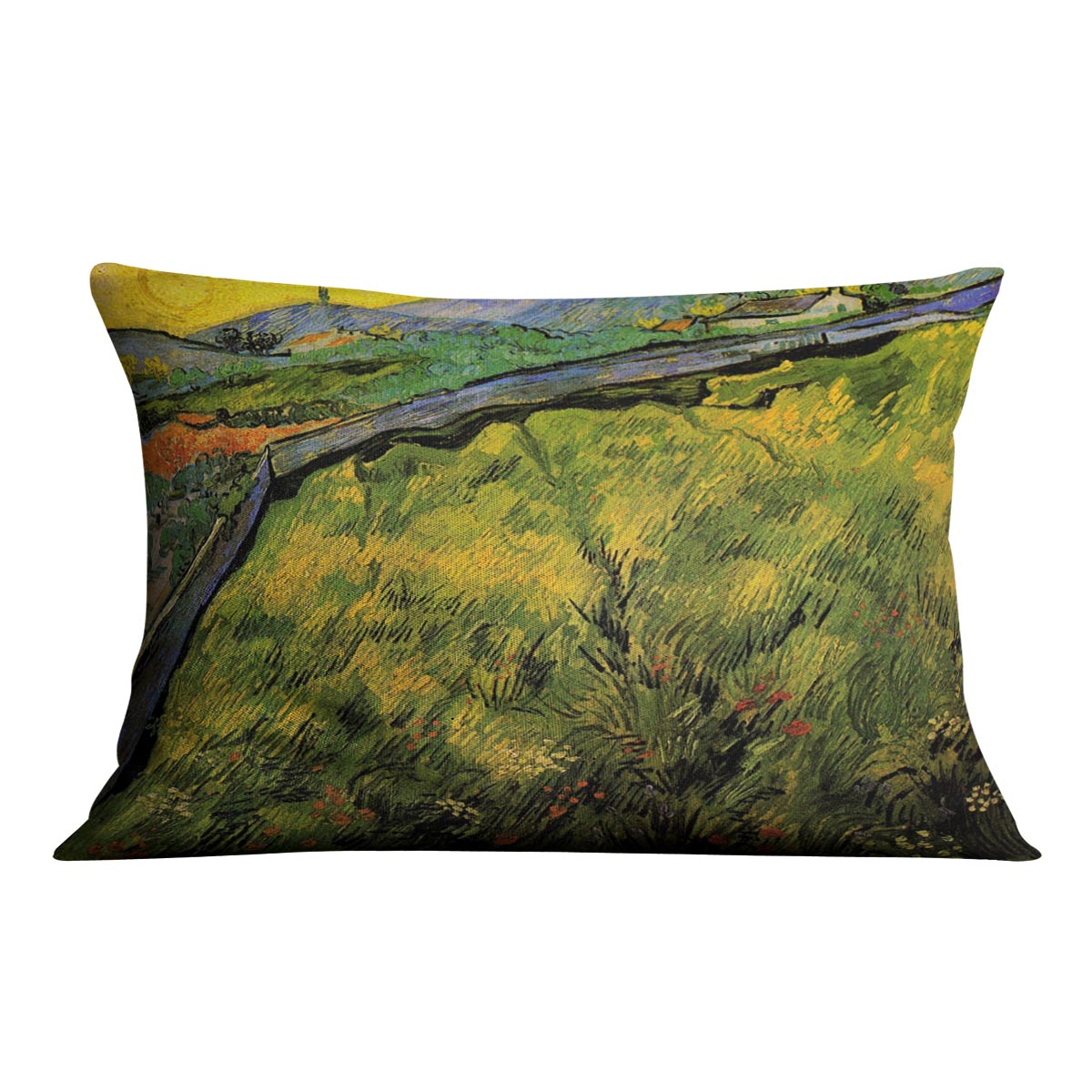 Field of Spring Wheat at Sunrise by Van Gogh Cushion
