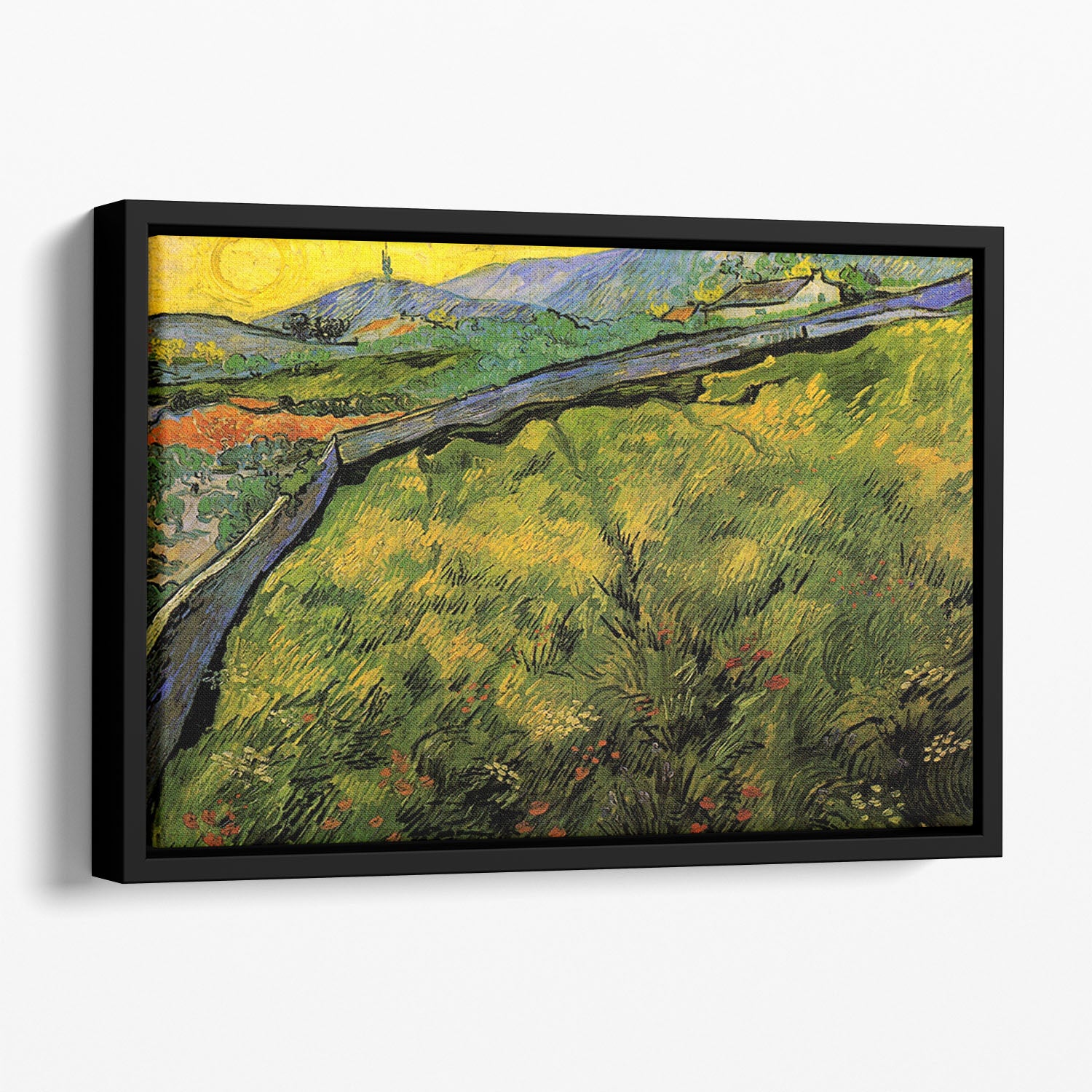 Field of Spring Wheat at Sunrise by Van Gogh Floating Framed Canvas