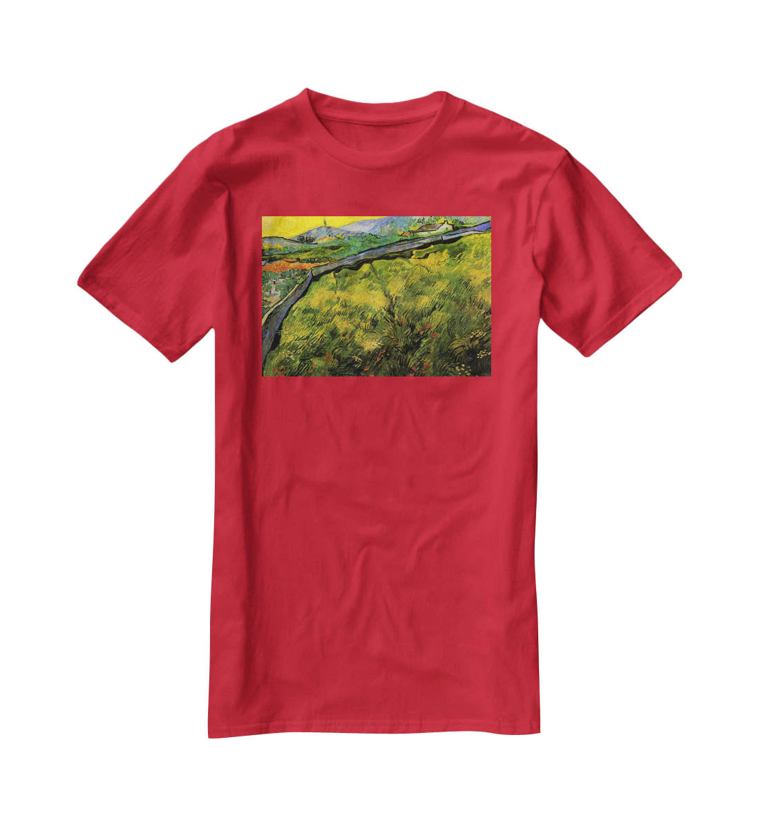 Field of Spring Wheat at Sunrise by Van Gogh T-Shirt - Canvas Art Rocks - 4