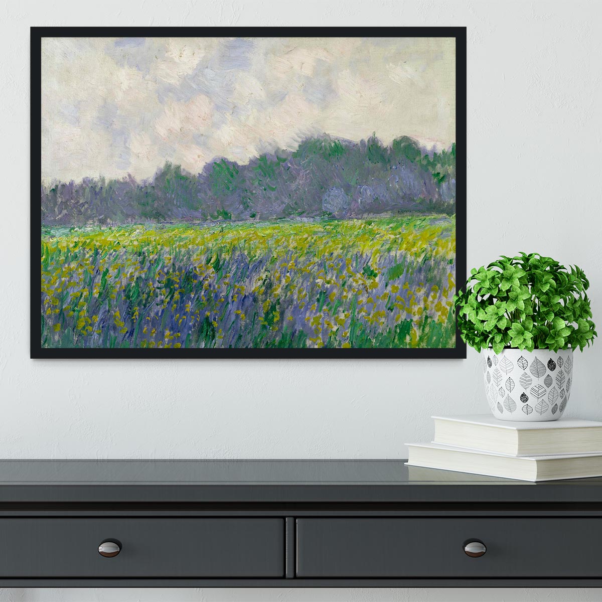 Field of Yellow Irises by Monet Framed Print - Canvas Art Rocks - 2