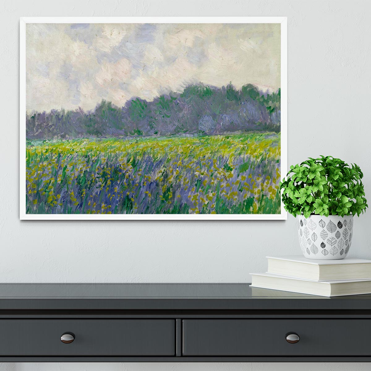 Field of Yellow Irises by Monet Framed Print - Canvas Art Rocks -6