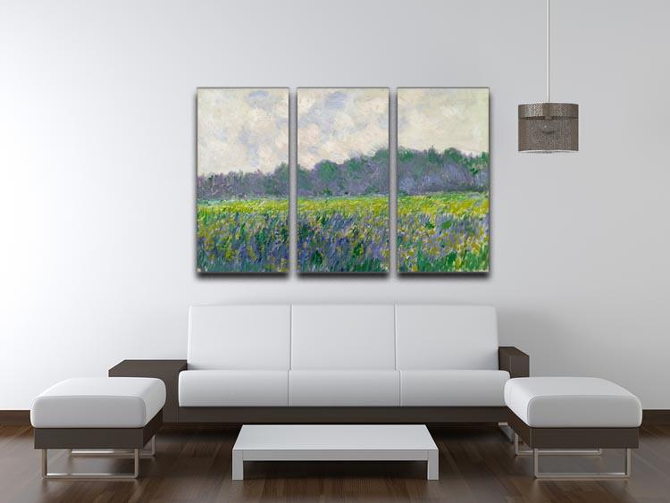 Field of Yellow Irises by Monet Split Panel Canvas Print - Canvas Art Rocks - 4