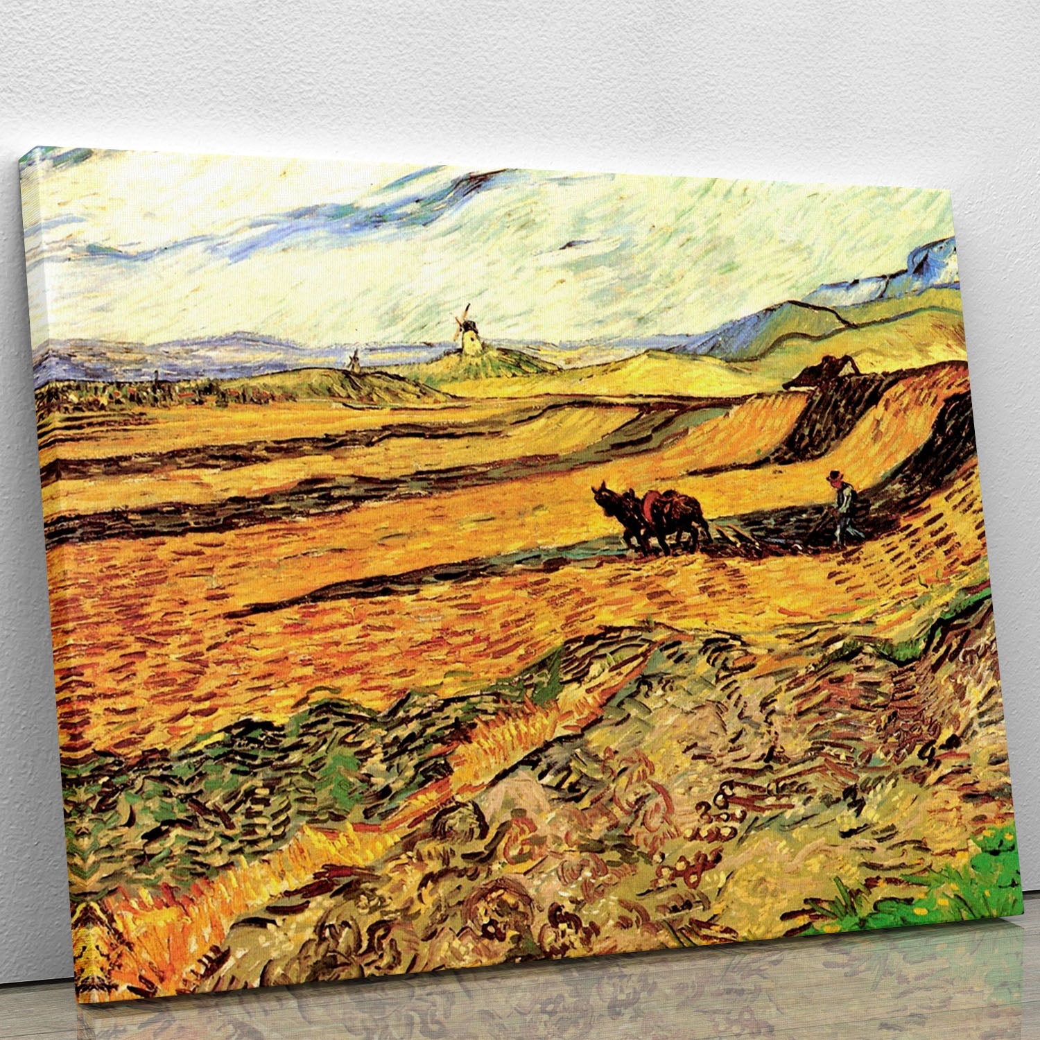 Field with Ploughman and Mill by Van Gogh Canvas Print or Poster - Canvas Art Rocks - 1