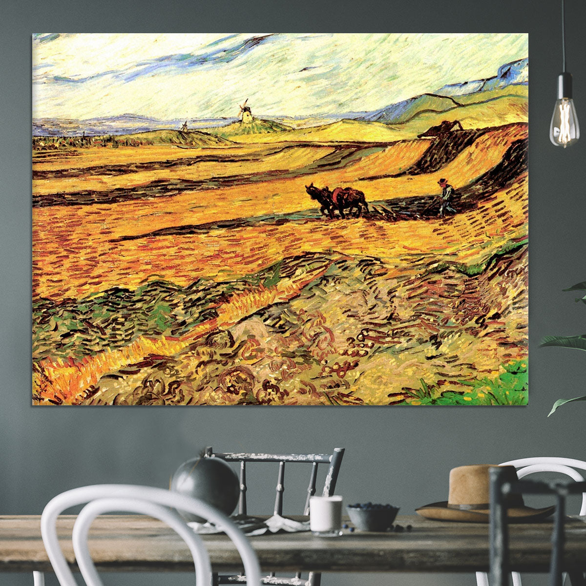 Field with Ploughman and Mill by Van Gogh Canvas Print or Poster - Canvas Art Rocks - 3