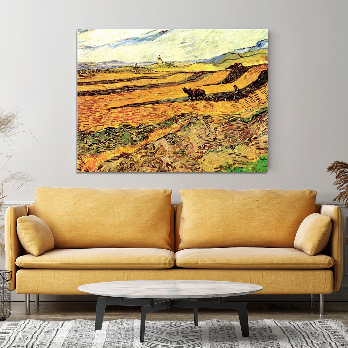 Field with Ploughman and Mill by Van Gogh Canvas Print or Poster - Canvas Art Rocks - 4