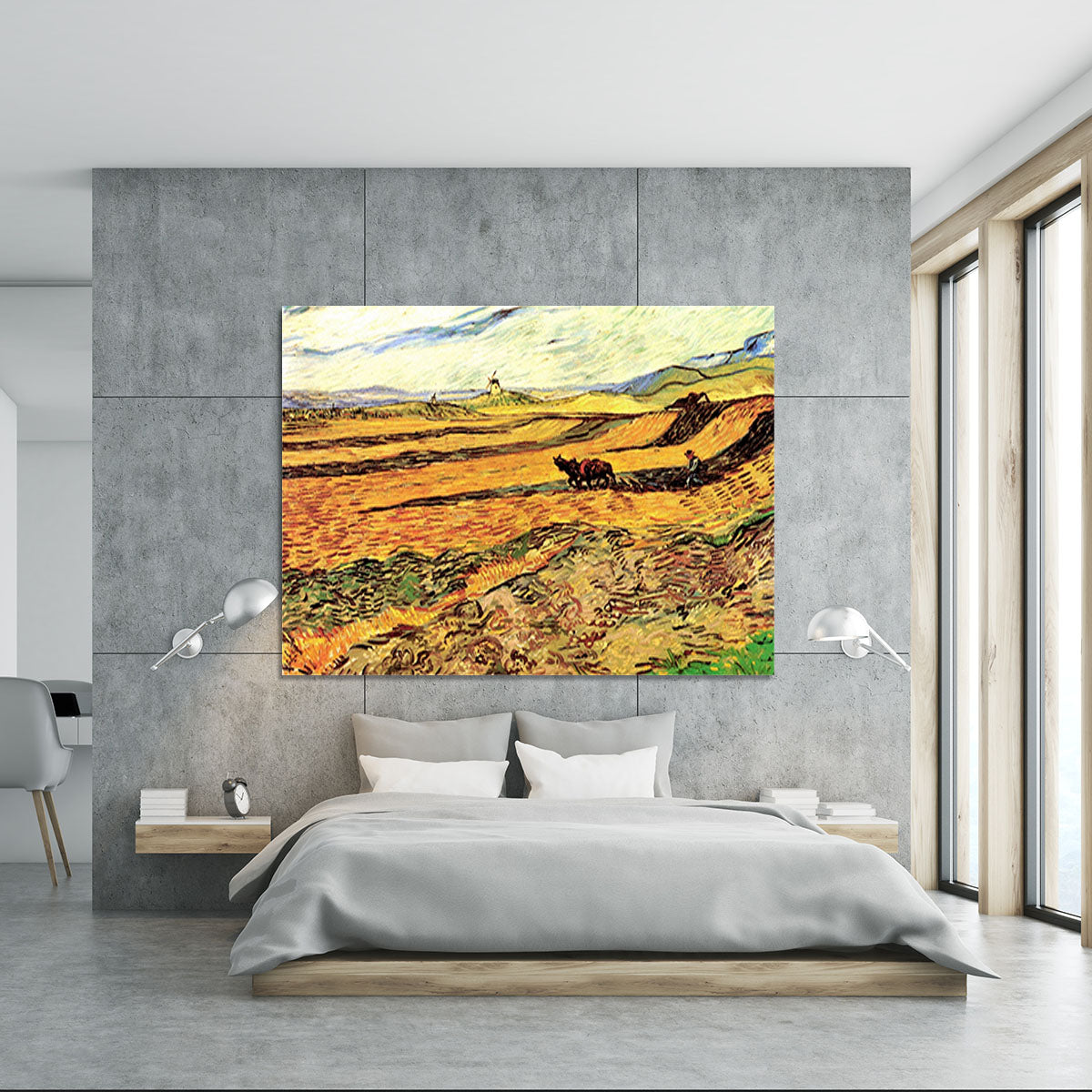 Field with Ploughman and Mill by Van Gogh Canvas Print or Poster - Canvas Art Rocks - 5