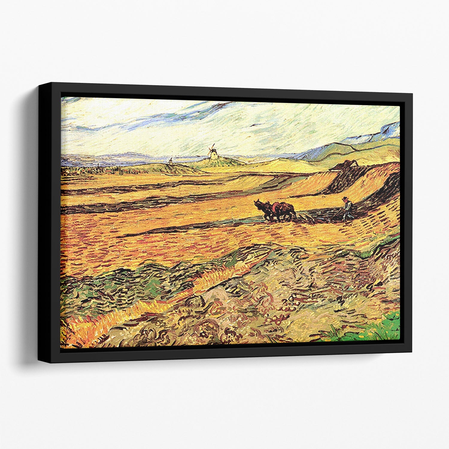 Field with Ploughman and Mill by Van Gogh Floating Framed Canvas
