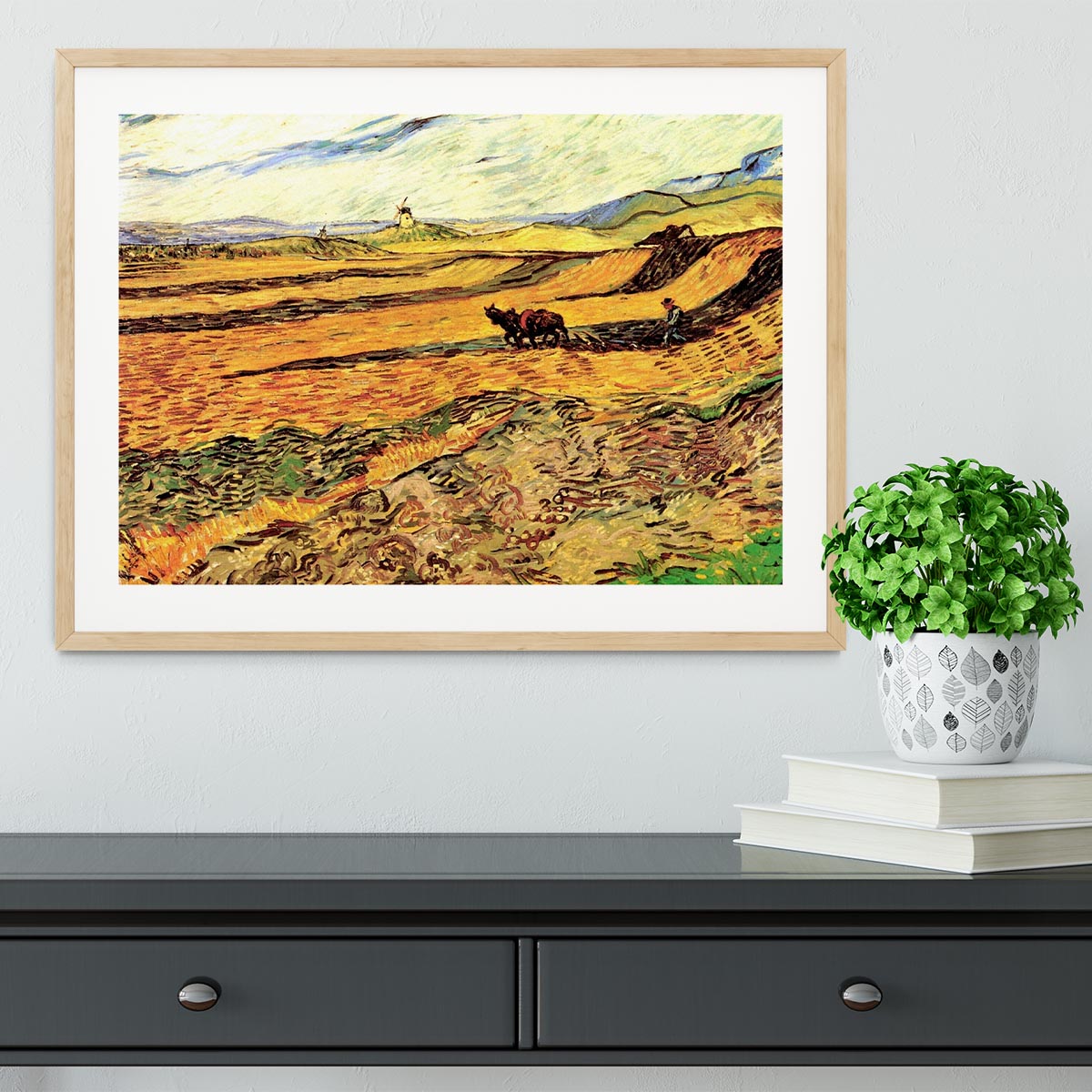 Field with Ploughman and Mill by Van Gogh Framed Print - Canvas Art Rocks - 3