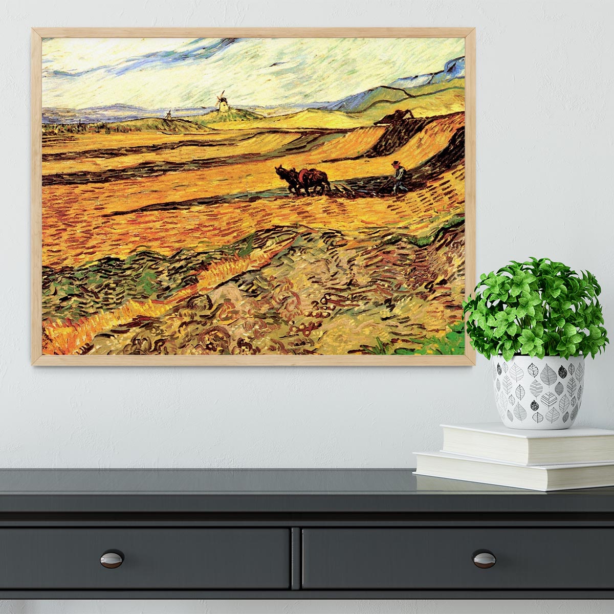 Field with Ploughman and Mill by Van Gogh Framed Print - Canvas Art Rocks - 4