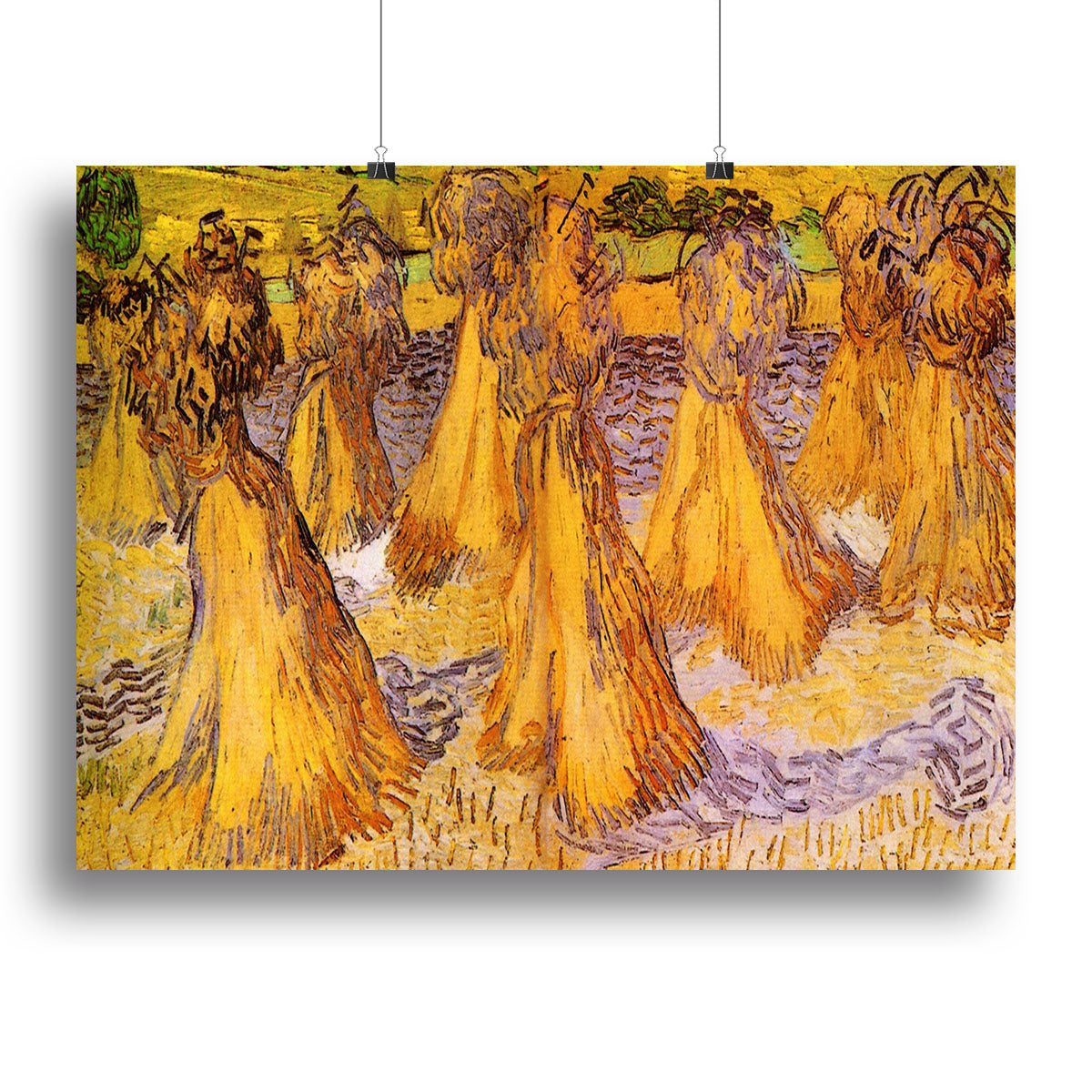 Field with Stacks of Wheat by Van Gogh Canvas Print or Poster - Canvas Art Rocks - 2