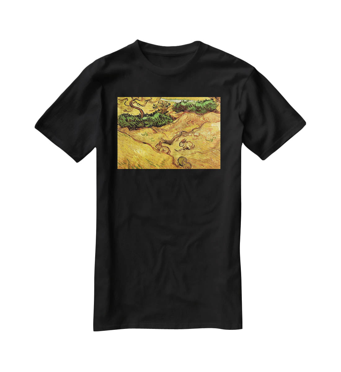 Field with Two Rabbits by Van Gogh T-Shirt - Canvas Art Rocks - 1