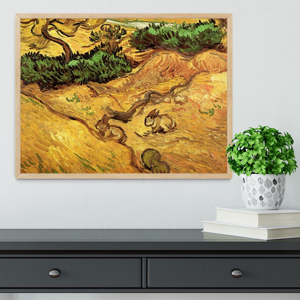 Field with Two Rabbits by Van Gogh Framed Print - Canvas Art Rocks - 4